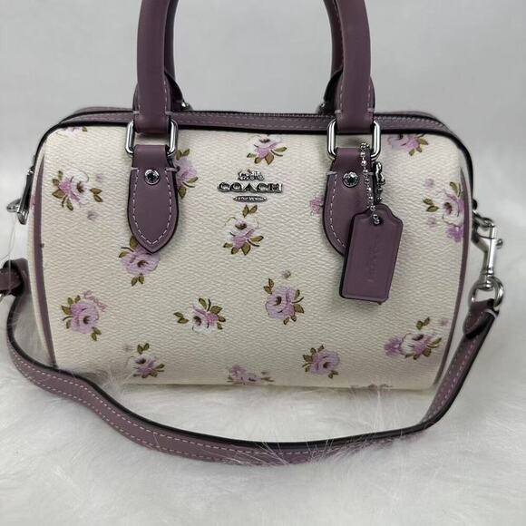 Coach Mini Rowan Crossbody Bag With Floral Print In Canvas/Chalk CAL69 NWT - Picture 2 of 12